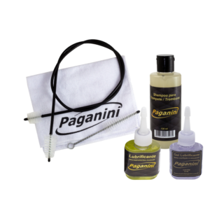 KIT LIMPADOR PARA TROMPETE OU TROMBONE COM SHAMPOO, ESCOVAS, FLANELA, GEL E Ã“LEO PARA PISTO